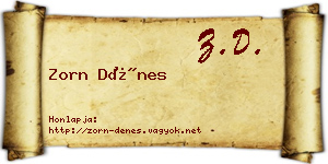 Zorn Dénes névjegykártya